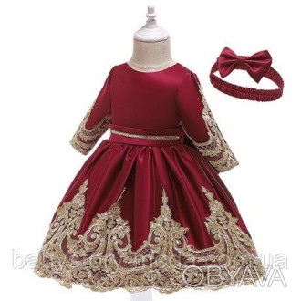 Нарядное красивое платье с кружевом !!!
?цвет бордо
?Ткань плотный атлас + краси. . фото 1
