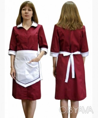 Униформа горничной  Лана Ок бордовая, 160г/м2 
Ткань Элит пл.160 г/м . . фото 1