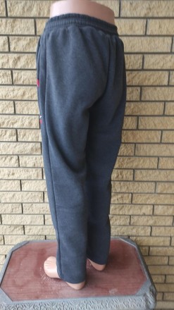 Спортивные штаны утепленные на флисе трикотажные больших размеров с широкой штан. . фото 6
