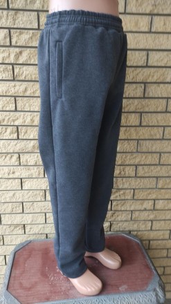 Спортивные штаны утепленные на флисе трикотажные больших размеров с широкой штан. . фото 8