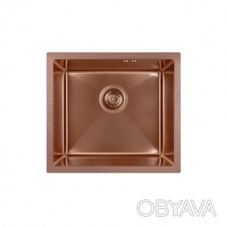 Кухонная мойка Qtap D4843BR 2.7/1.0 мм Bronze (QTD4843BRPVD10) изготовлена из вы. . фото 1
