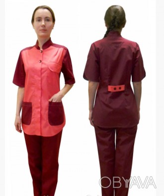 Женский рабочий костюм Королек бордово-коралловый  
Ткань смесовая - . . фото 1