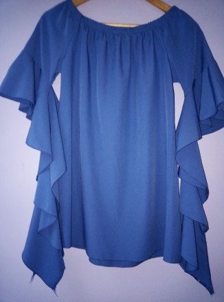 Блуза лёгкая синяя, Susy mix. Дл 60см,рукав 33см, Ог 100см.  На резинке, можно с. . фото 4
