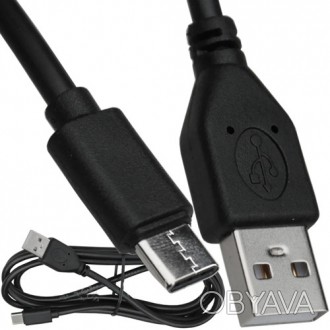 Шнур штекер USB А - штекер USB type C, 1.5 м, чорний
 Шнур комп'ютерний (мобільн. . фото 1