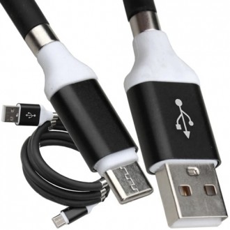 Шнур шт.USB А - шт.USB type C, магнитная смотка, 1метр, чёрный. Киев. фото 1 Шнур шт.USB А - шт.USB type C, магнитная смотка, 1метр, чёрный. Киев. фото 1
