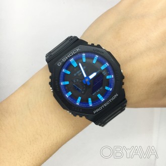 Часы мужские спортивные водостойкие G-SHOCK Casio (Касио) 5611 Черные с синим Ме. . фото 1