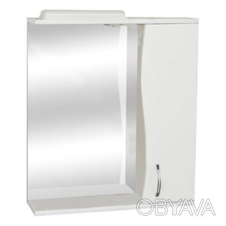 Зеркало для ванной комнаты Волна в размере 55 сантиметров изготовлено с пеналом . . фото 1