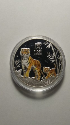Монета 1 долар. Елизавета II Год Тигра 2022. Австралия.. . фото 2