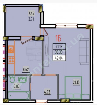 Прекрасная квартира для жизни 46 м2: 
Кухня, просторная застекленная лоджия, спа. Киевский. фото 3