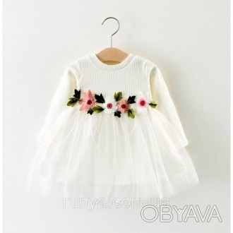 Платье детское для малышки белое. Ткань:верх хлопок, низ фатин 2 слоя+подклад хб. . фото 1