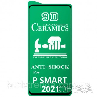 Защитная пленка Ceramics 9D (без упак.) для Huawei P Smart (2021) (Черный. . фото 1