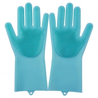 Перчатки для мытья посуды силиконовые с ворсом сделаны из безопасного, нетоксичн. . фото 2