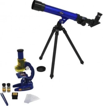 Детский набор микроскоп телескоп Limo Toy SK 0014, синий с чернымС помощью детск. . фото 2
