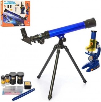 Детский набор микроскоп телескоп Limo Toy SK 0014, синий с чернымС помощью детск. . фото 5