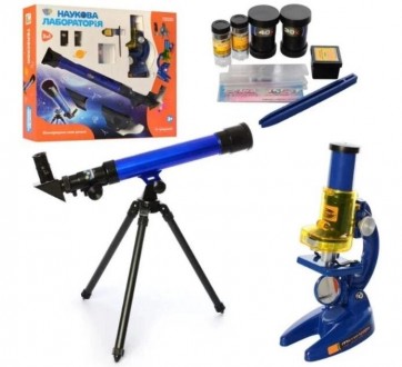 Детский набор микроскоп телескоп Limo Toy SK 0014, синий с чернымС помощью детск. . фото 4