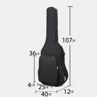 Чехол для акустической гитары водонепроницаемый утепленный мягкий тканевый черны. . фото 18