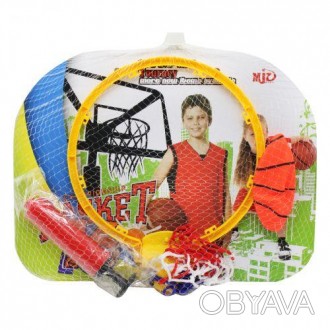 Игровой набор "Баскетбол" с пластиковым кольцом, резиновым мячиком и насосом для. . фото 1
