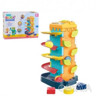 Развивающая игрушка "Башня" - это башенка с четырехярусным серпантином, по котор. . фото 1