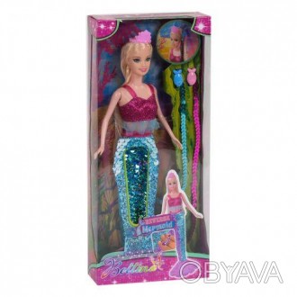 Красивая кукла русалочка с ярким блестящим хвостом в пайетках. У куклы подвижные. . фото 1