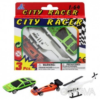 Игровой набор "CITI RACER" состоит из 3 элементов и включает в себя: 2 машинки и. . фото 1