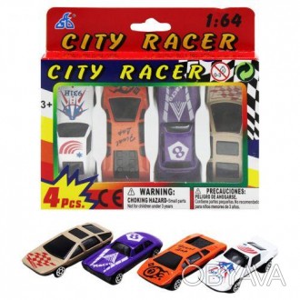 Игровой набор "CITI RACER" включает в себя 4 машинки размером 7х3 см. Набор сост. . фото 1