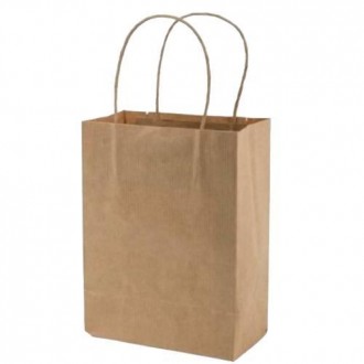 Пакет паперовий Д320*В420*Ш150 з РУЧКАМИ бурий (кратность заказа — 25 шт). Кривой Рог. фото 1