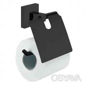 Квадратный держатель туалетной бумаги, черное матовое покрытие, материал: цинк, . . фото 1