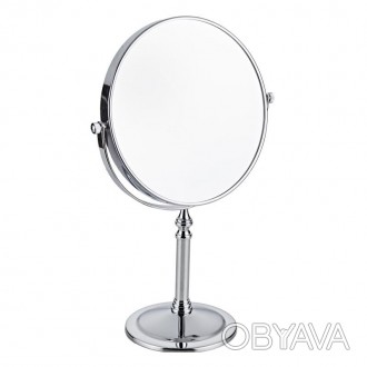 Зеркало круглое, настольное, двухстороннее, хромированное покрытие, высококачест. . фото 1