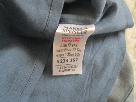 Тонкая  хлопковая  кофточка на подкладке, цвет  джинсовый, Marks&Spencer, на. . фото 3