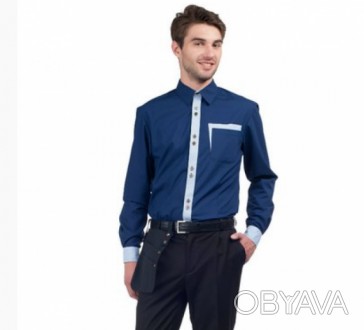 Рубашка мужская двухцветная, декоративный нагрудный карман, длинный рукав

Пош. . фото 1