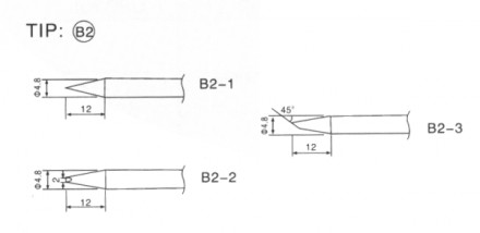 Сменное жало TIP B2-3 к паяльникам ZD-200B 60W ZD30B, диаметр 4,8мм, длина 75мм. . фото 3