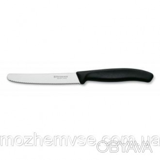 Кухонный нож Victorinox SwissClassic для овощей 11 см, волнистое лезвие, черный
