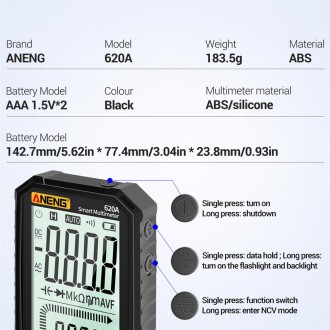 ANENG 620A - это высококлассный, портативный мультиметр с подсветкой, автодиапаз. . фото 9