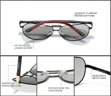 Оригінальні, поляризаційні, сонцезахисні окуляри KINGSEVEN K725 мають стильний д. . фото 6