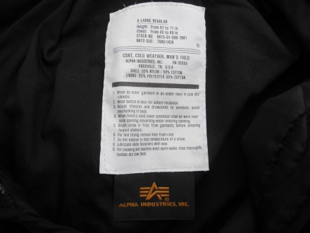 Куртка с утеплителем ALPHA Ind. USA M-65 р. XL ( НОВОЕ ), супер цвет очень стиль. . фото 4