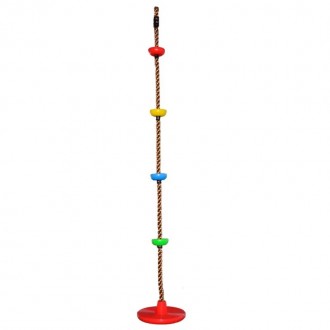 Разноцветные качели-тарзанка для детей на канате 26 мм с упорами для лазания.
Дл. . фото 3