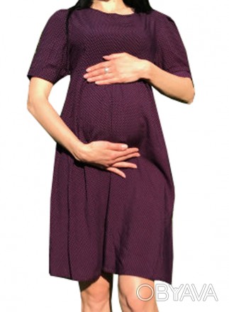 
	Летнее платье для беременных №460 изготовленное из хлопковой ткани темно-синег. . фото 1