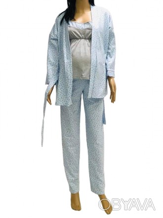 Теплый пижамный комплект для беременных и кормящих женщин, который является чрез. . фото 1