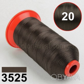 Нить POLYART(ПОЛИАРТ) N20 цвет 3525 темно-коричневый, для пошив чехлов на автомо. . фото 1