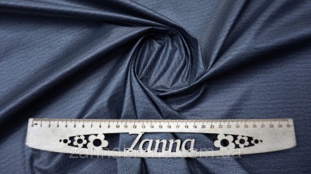  Ткань плащевка цвет серо-джинсовый меланж в мелкую клетку - тонкое полотно сост. . фото 4