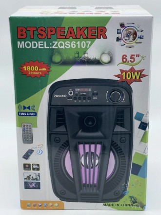 
Портативная колонка BT Speaker ZQS-6107 - популярная модель у поклонников качес. . фото 7