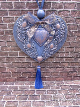 Деревянное декоративное сердце-подвеска,оригинальный подарок на любое торжество.. . фото 1