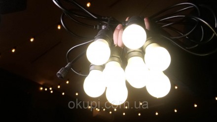 Уличная Ретро Гирлянда Старк с круглым проводом 90 метров на 180 LED лампочек бе. . фото 5