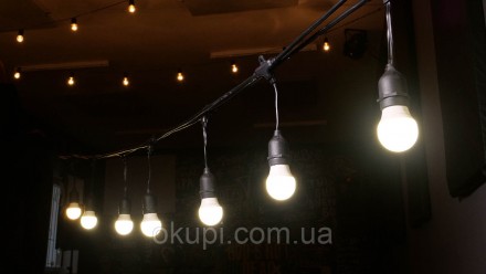 Уличная Ретро Гирлянда Старк с круглым проводом 90 метров на 180 LED лампочек бе. . фото 4
