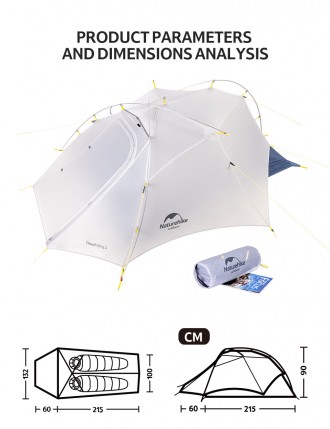 Намет Naturehike CloudUP-Wing 2 (2-х місний) 15D nylon – двомісний ультралегкий . . фото 6