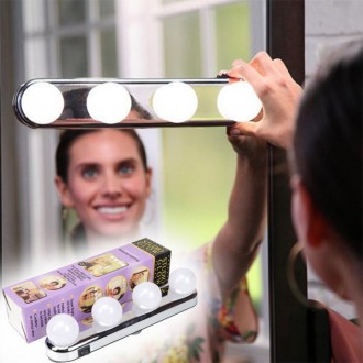 Подсветка зеркала для макияжа светодиодная свет LED лампа 4 лампы на присосках
Л. . фото 2