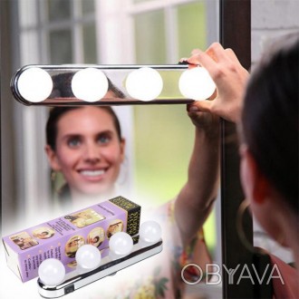 Подсветка зеркала для макияжа светодиодная свет LED лампа 4 лампы на присосках
Л. . фото 1