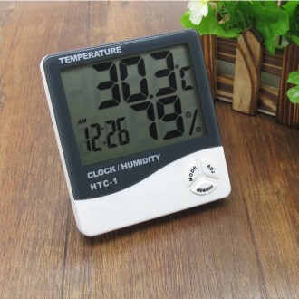 
Цифровой термометр часы гигрометр HTC-1
 Универсальный цифровой измеритель влаж. . фото 3