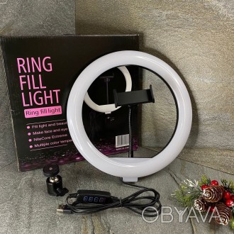Характеристики и описание
26 см кольцевая LED светодиодная селфи лампа со штатив. . фото 1