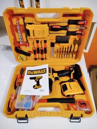 
Аккумуляторный шуруповерт DeWALT DCD791 (24V, 5AH) с большим набором инструмент. . фото 11